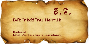 Bárkány Henrik névjegykártya