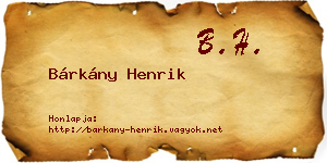 Bárkány Henrik névjegykártya
